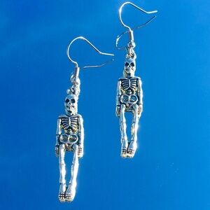 Silver Skeleton Dangle Earrings
